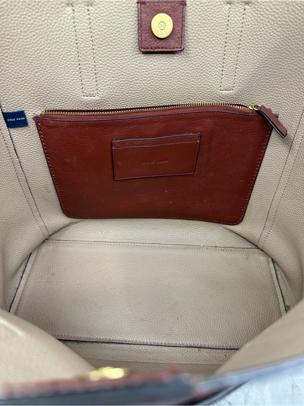 Cole Haan Rust Brown Leather Tote with Tassel - Picture 10 of 12